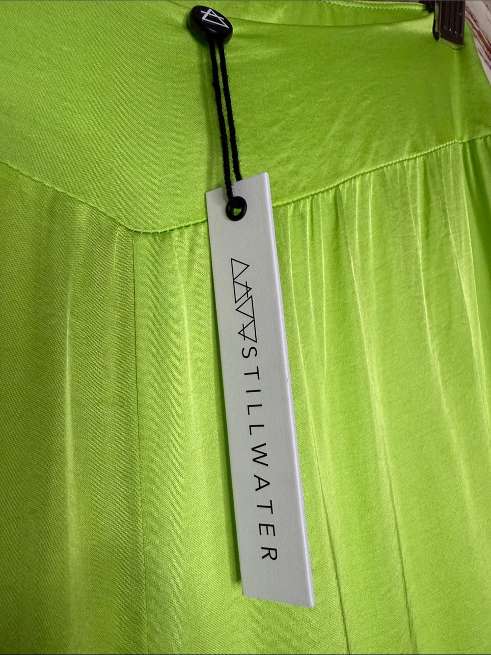 NWT Stillwater Lime Green Flowy Wide Leg Pants- Sz Medium - Picture 2 of 8